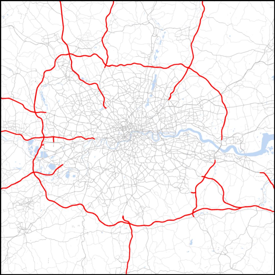 London has highways taper into the city streets