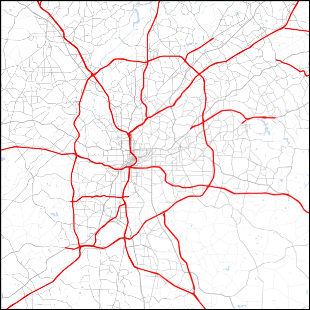 Atlanta has a high-speed highway cut through the city